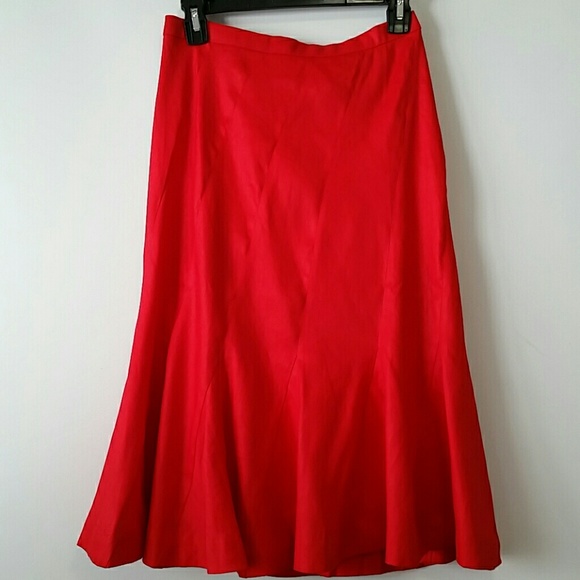 J. Crew  Fluted Skirt in Stretch linen red size 2 - Picture 4 of 8